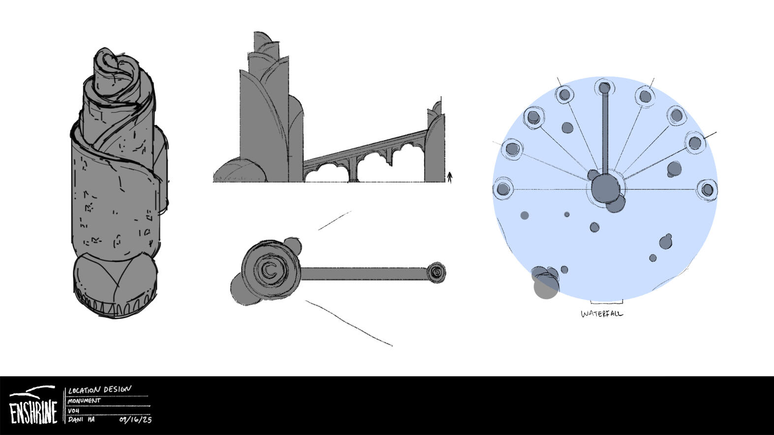 Enshrine, my thesis project. Responsible for all elements. Explorations for the monument location.